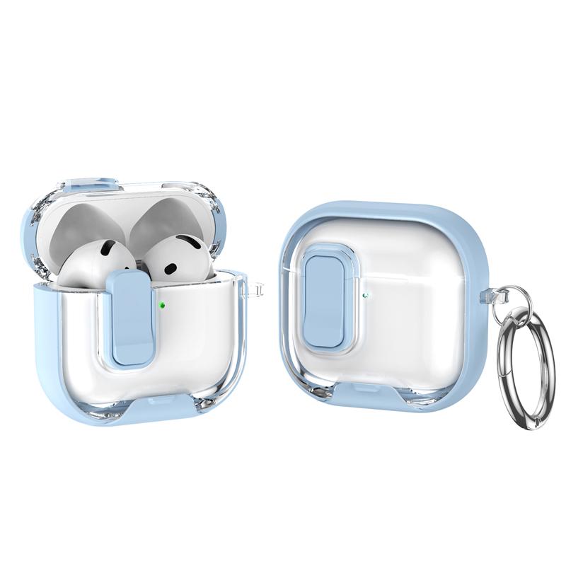 Rainbow Transparent Headphone Case with Stand and Locking Closure For Airpods 4 Pro2/Pro Case Shockproof With Hooks
