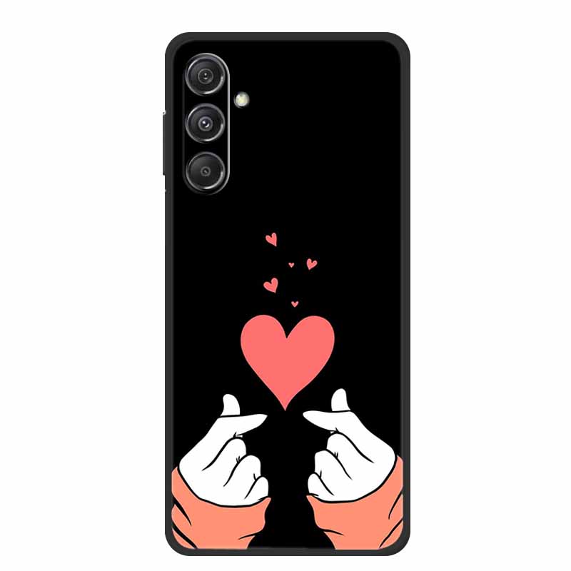 Чехол для Samsung Galaxy M36 A17 5G Цветок Черный Силикон Мягкая Задняя Крышка Для Samsung Galaxy S25 FE Plus Чехол для Телефона Coque Мультяшный