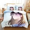 New Summer Time Rendering Bedding Set Cartoon Anime Three-piece Set Adult Kid Bedroom Duvet Cover Sets 3D Kawaii Girls Twin Set