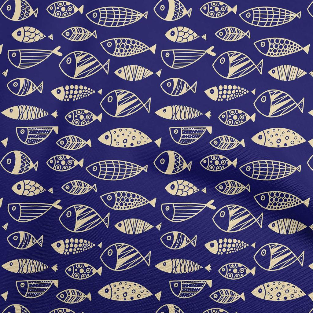 oneOone Cotton Flex Dark Blue Fabric Asian Block Fabric For Sewing Printed Craft Fabric By The Yard 40 Inch