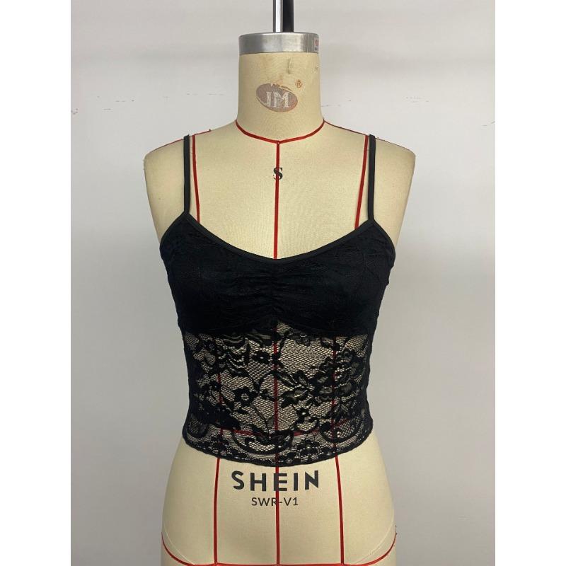 Летний женский сексуальный кружевной однотонный топ-майка