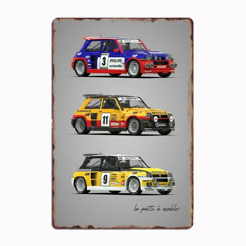 Lancia Classic Sports Quattro S1 Раллийный автомобиль Чертежи Металлическая табличка Постер Клуб Дом Спальня Бар Жестяная вывеска Декор комнаты Настенный декор