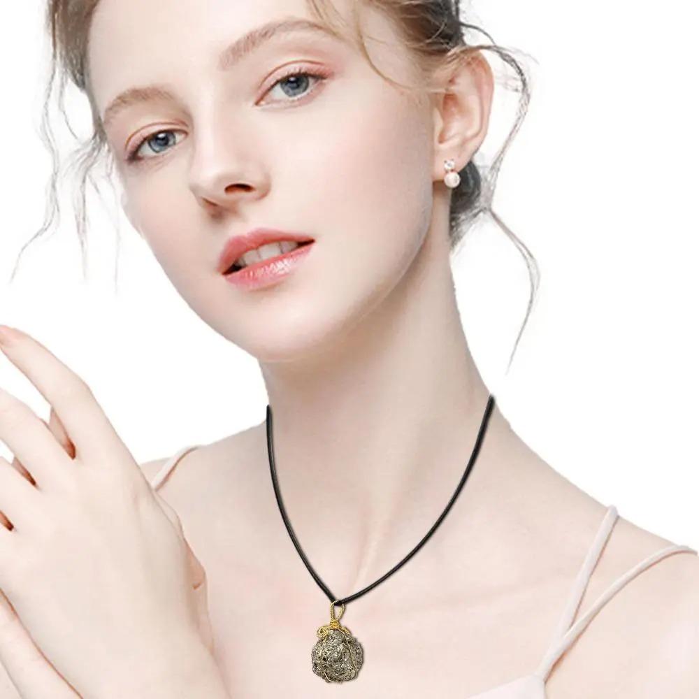 Обернутый проволокой натуральный кристаллический камень ожерелье пирит кулон ювелирные изделия необработанный камень пирит подарки