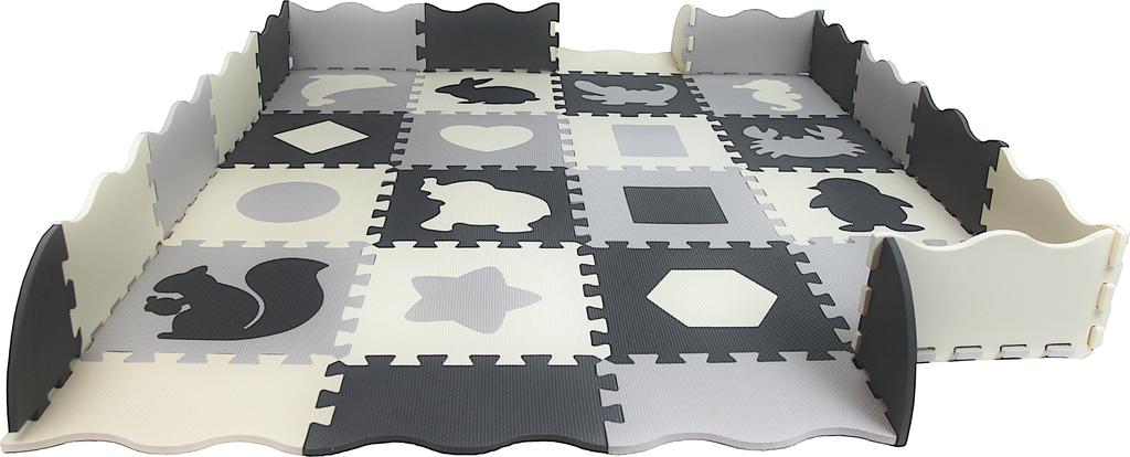 Edukacyjna mata piankowa puzzle kojec 3w1 150x150 figury geometryczne