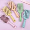 Large Curved Pig Bristle Comb for Curly & Straight Hair - Nine-Row Massage & Styling Comb.