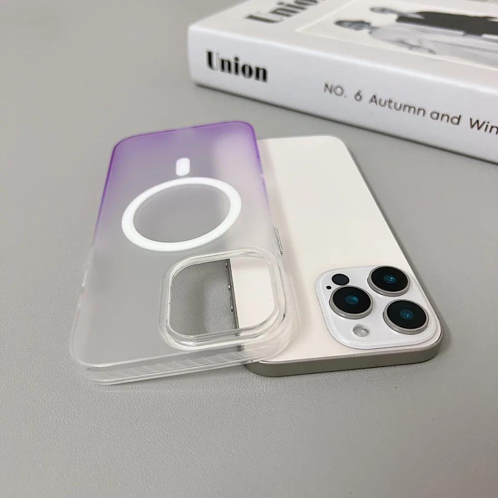 Для iPhone 16 Pro Max Магнитный чехол Градиентный цвет Чехол для телефона Для iPhone 15 14 13 12 11 Пленка для защиты линзы камеры Прозрачный мягкий ТПУ чехол