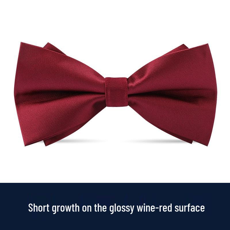 Men's Burgundy & Black Bow Tie for Weddings - British Korean Style