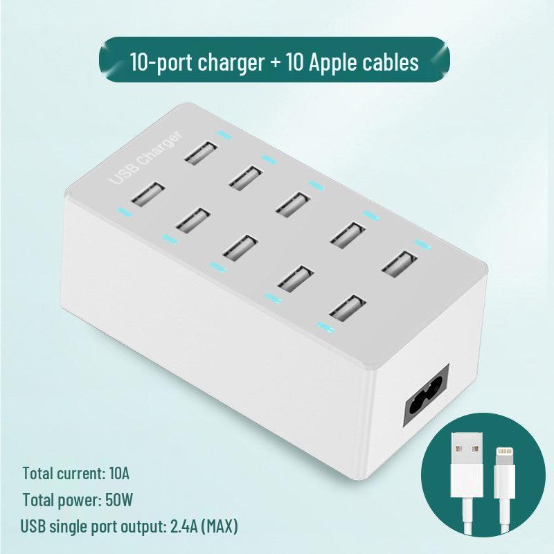 Многопортовое USB-быстрое зарядное устройство: Умная настольная зарядная станция для нескольких устройств
