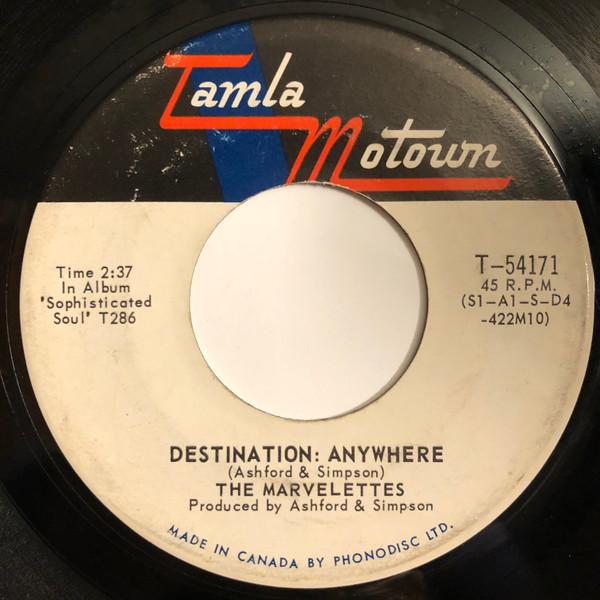 7-дюймовая пластинка MARVELETTES - Destination: Где угодно T54171 Tamla Motown 1968 Канада Соул/Фанк Б/У