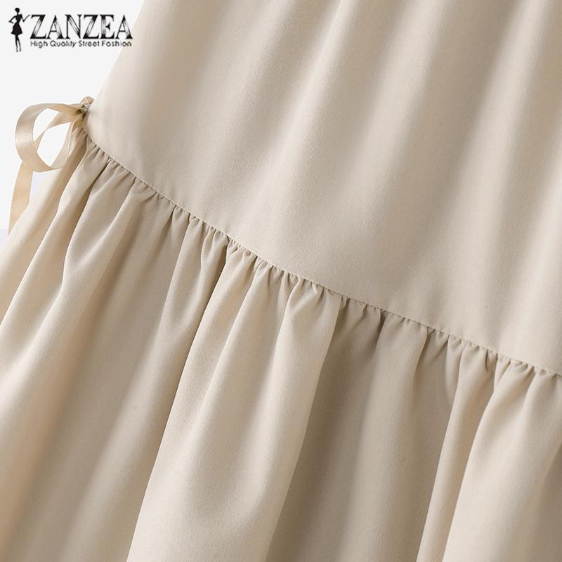 ZANZEA Женские летние юбки А-силуэта с эластичной резинкой на талии и завязывающимся узлом и оборками по подолу