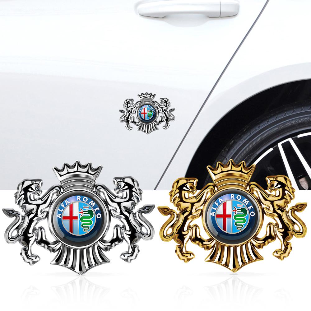 TSHP4 1/2pcs 3D Metal Car Body Trunk Emblem Sticker Decoration Decal For Alfa Romeo Giulietta 166 159 147 156 Stelvio Mito Accessories