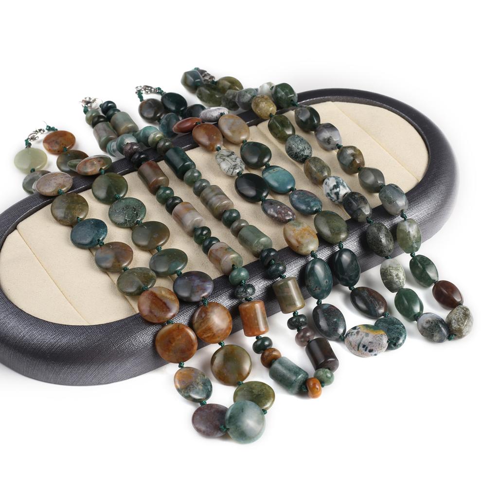 Indian Women Natural Stone Necklace Agates Necklace Irregular Beads Charms For Birthday Gift Length 45 Cm