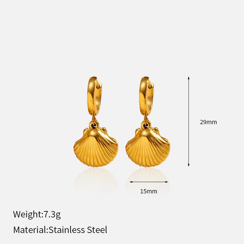European and American electroplated stainless steel starfish shell earrings women's light luxury holiday shell 18K gold earrings