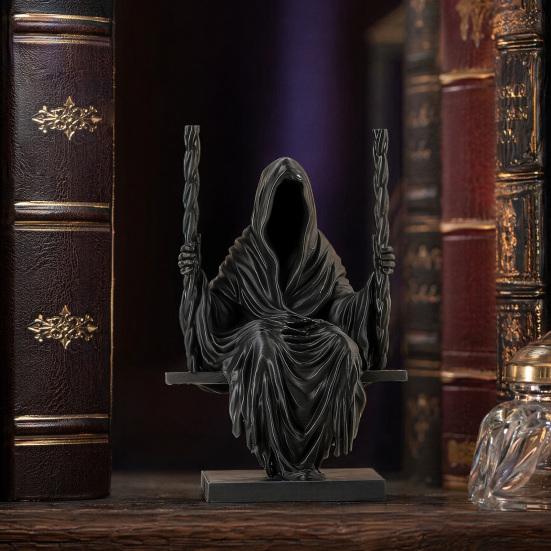 3D-печатная статуэтка сидящего Жнеца DYS, Безликий Человек в Черной Мантии на Качелях Фигурка, Скульптура-Украшение в Готическом Плаще, Декоративная Фигурка в Темном Стиле