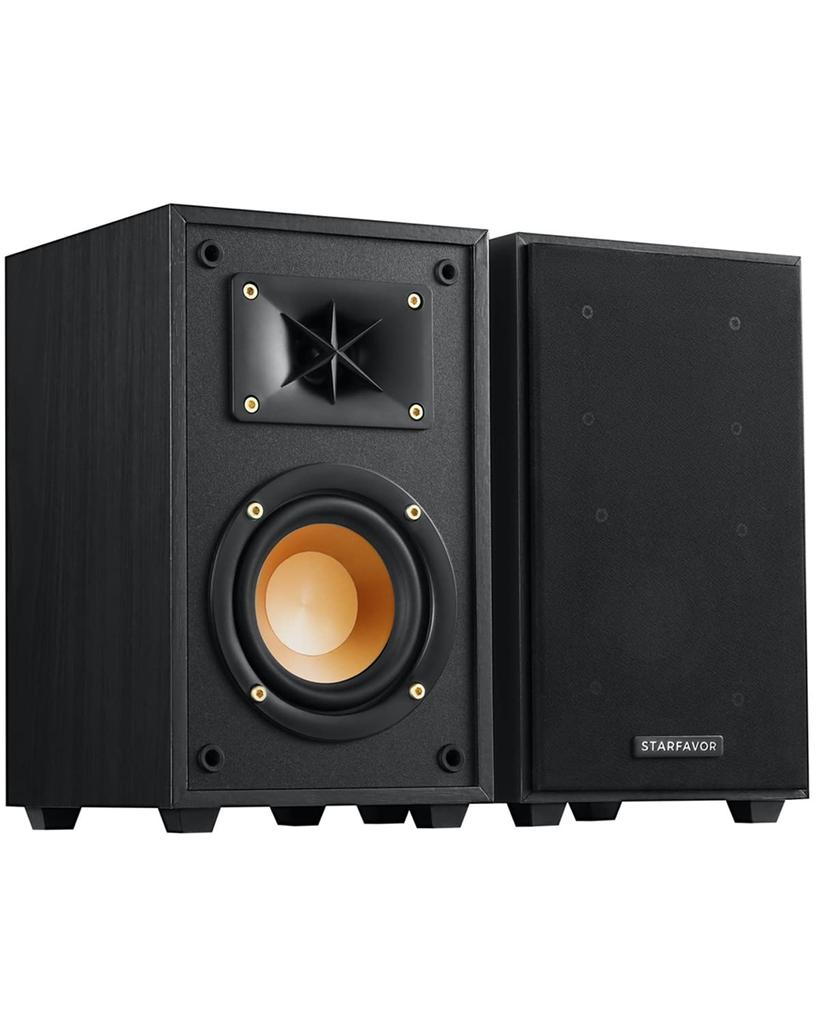 Starfavor Passive Bookshelf Speakers of Special Horn Design Provides Enhanced Compact Passive Speaker for and Studio P4-2-way (set 2), Bass, Home,