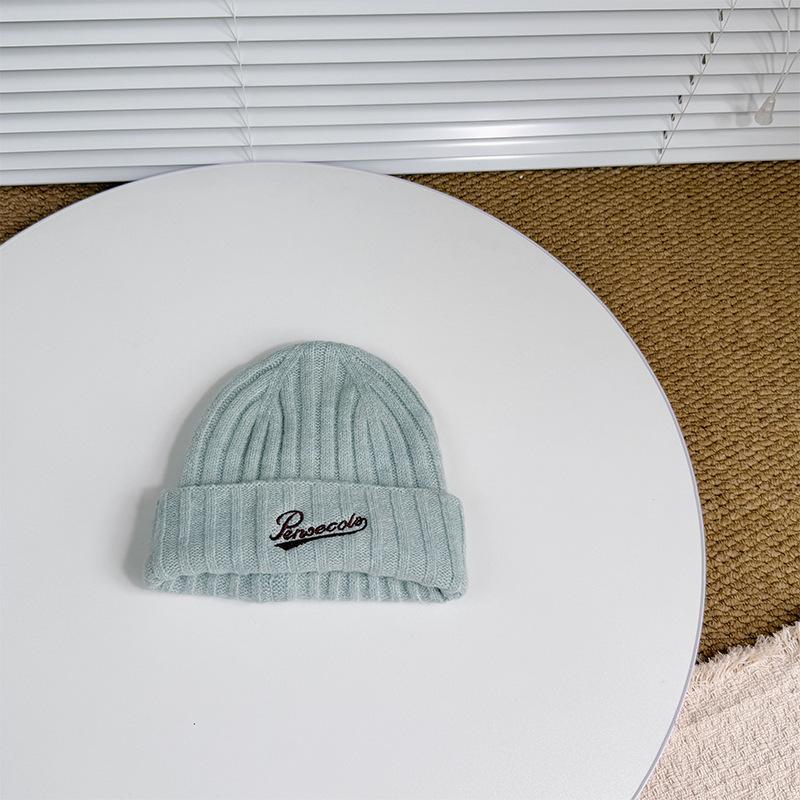 Новая детская шерстяная вязаная шапка в корейском стиле, простая шерстяная шапка с вышивкой английскими буквами для мальчиков и девочек, шапка-баотоу с защитой ушей