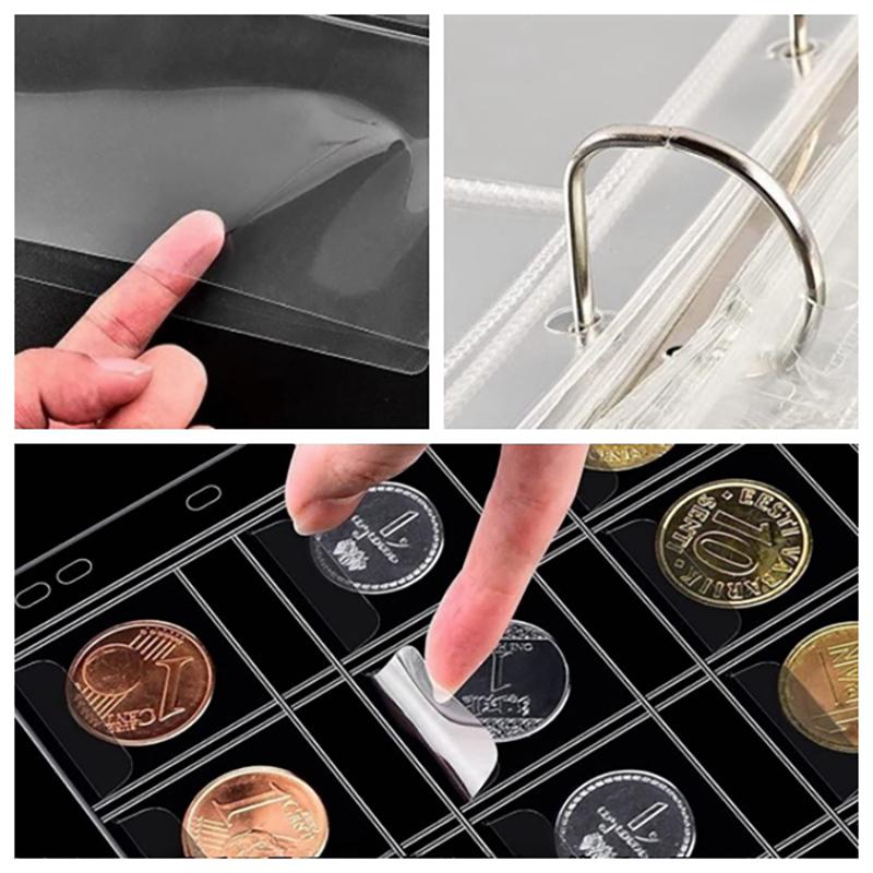 Портативный набор для коллекционирования монет, многокарманный ПВХ, прозрачный альбом для филателистической книги с отрывными листами и защитой на молнии