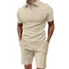 Men's Plus Size Waffle Knit Polo Shirt Set - Comfortable Short Sleeve, Solid Color, Casual Lapel Design