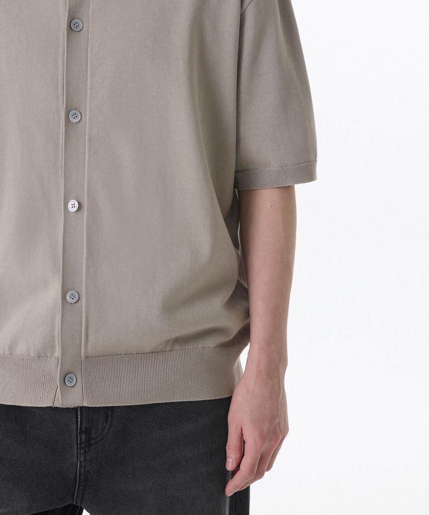 Musinsa Standard Cotton Tencel Round Neck Short Sleeve Cardigan [Light Warm Gray]