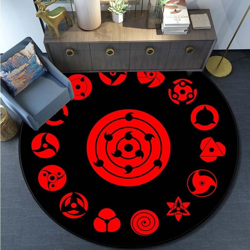 Круглый коврик с рисунком Наруто из мультфильма «Наруто» для гостиной, спальни, нескользящий напольный коврик