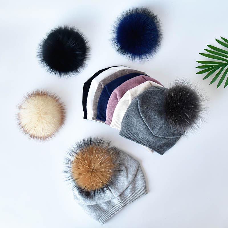 SOMALER Женская вязаная шапка с помпоном из натурального меха