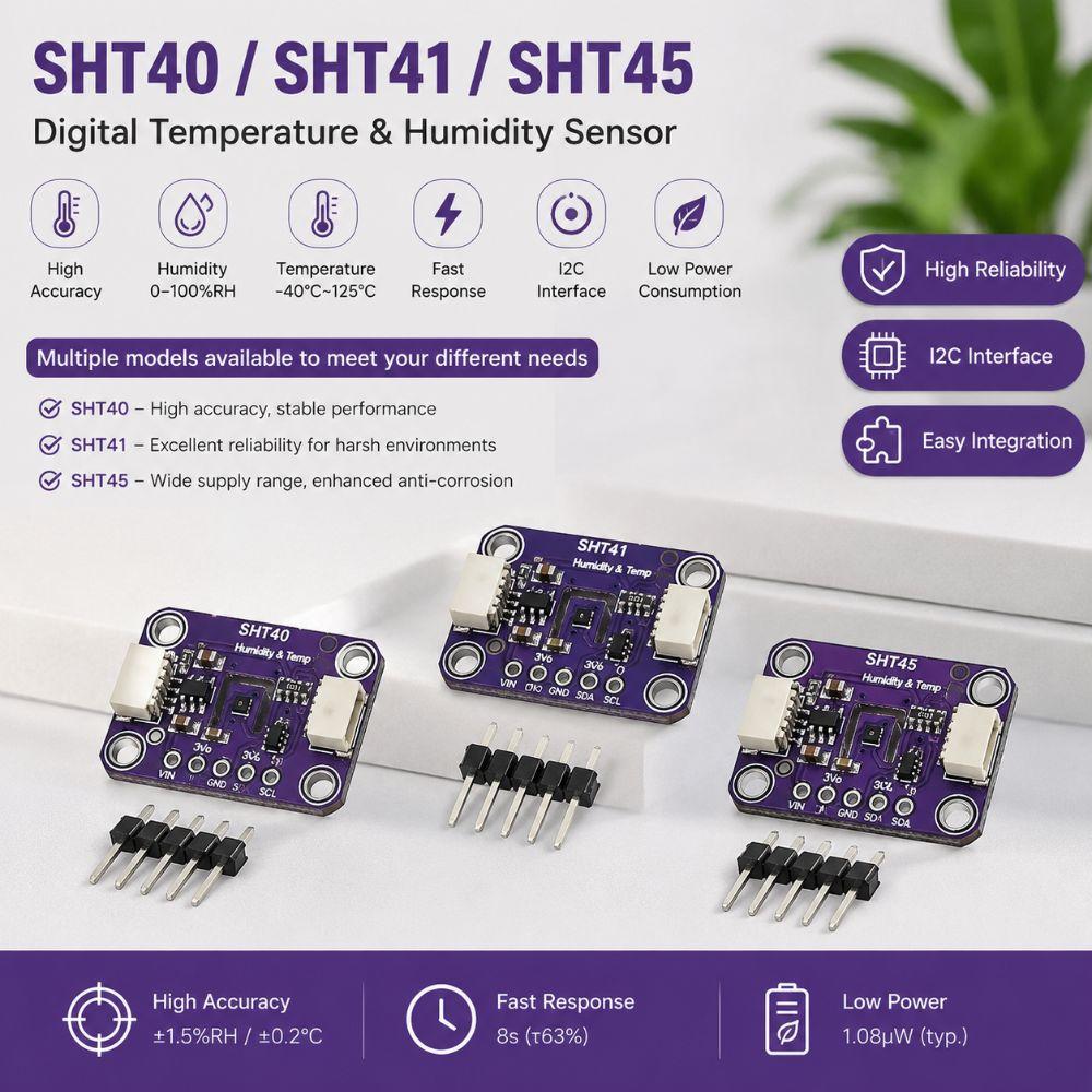 Модуль температуры и влажности IIC I2C SHT40 SHT41 SHT45 Датчик окружающей среды для QWIIC IoT