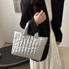 Large Capacity Quilted Tote Bag for Women Elegant Padded Solid Color Shoulder Bag for Vacation Casual Commuting Handbags