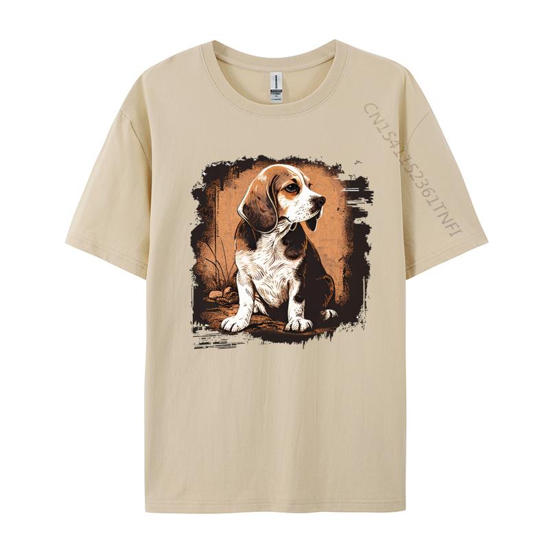 Beagle Dog Vintage T-shirt For Party Funny Tee T-Shirt Tops & Tees Designer Cotton Teeshirt Casual