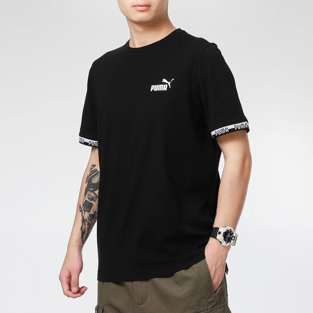 PUMA T Shirts Men's Black Crew Neck Moderate Straight Fit (Unisex) T-Shirts 855985 01