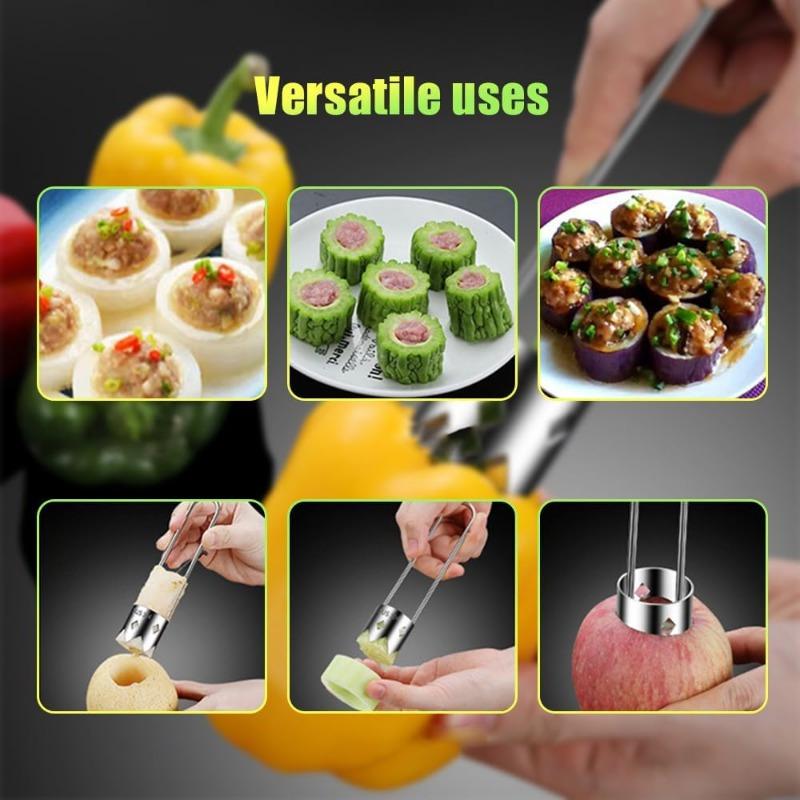 1pc Stainless Steel Fruit Corer, Red Bell Pepper Seed Remover, Vegetable & Fruit Core Cutter, Kitchen Gadget Tool for Easy Peeling & Slicing