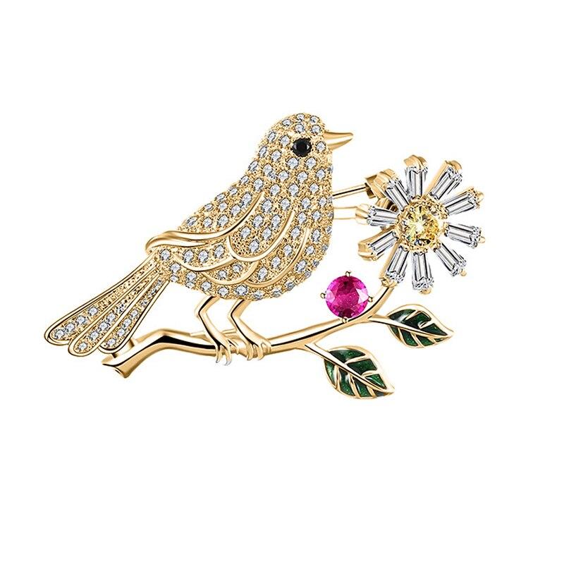 Blucome Quality Cute Animal Bird Pins Women's Brooch for Coat Suit Hijab New Year Gifts