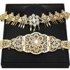Chic Gold Color Jewelry Sets Women Dress Belt Waist Chain Bride Hairband Hair Chain Body Jewelry