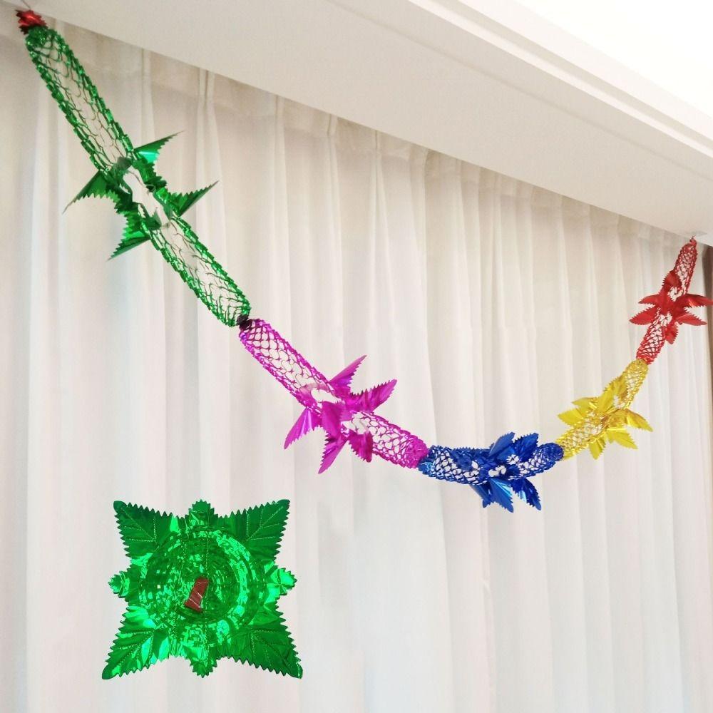 Xmas Gift Party Supplies Hanging Decoration Ceiling Wreath Metalic Foil Garland Christmas Decor