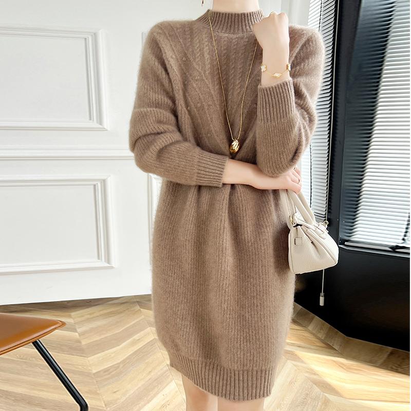 Женское кашемировое платье Qinghe кашемир 30% кашемир 70% шерсть осенне-зимняя кашемировая юбка мягкая и теплая