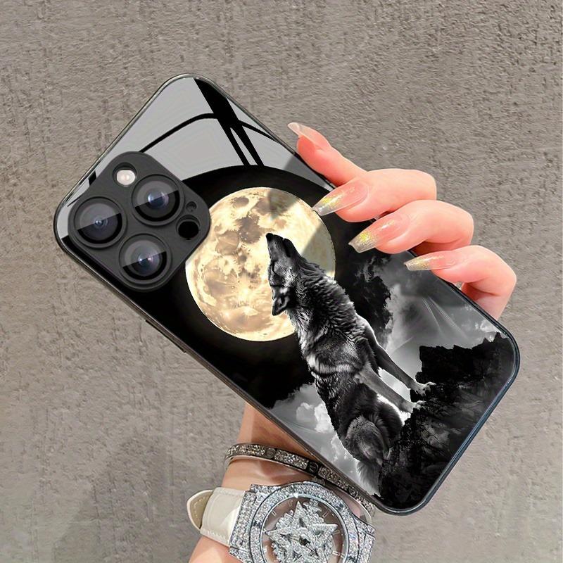 Стильный чехол для телефона из стекла с рисунком ночного волка для iPhone 17 16 15 14 13 12 11 Pro Max 16E 17Air 7 8 15 Plus XR XS X