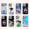 Аниме C-captain T-tsubasa Чехол для телефона для iPhone17,16,15,14,13,12,11 Plus,Pro Max Цветной Серебряное покрытие Внутренняя крышка