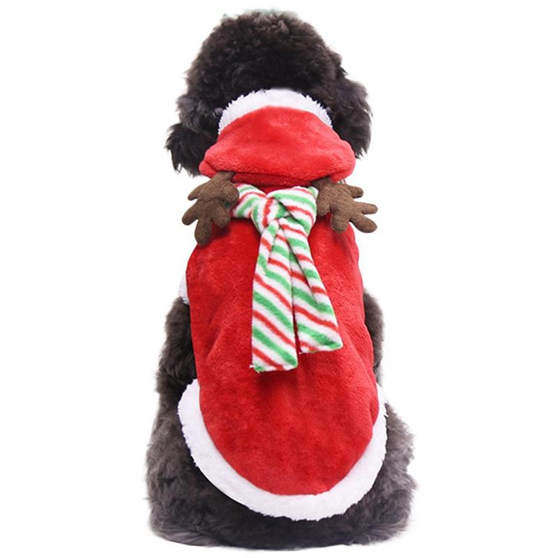 XS-XXL Милый мультяшный костюм лося для питомца, рождественский костюм северного оленя для косплея, мягкий теплый флисовый комбинезон из кораллового вельвета для питомца, зимние пальто