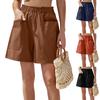 Женские летние модные повседневные однотонные свободные хлопковые льняные шорты со складками и карманами