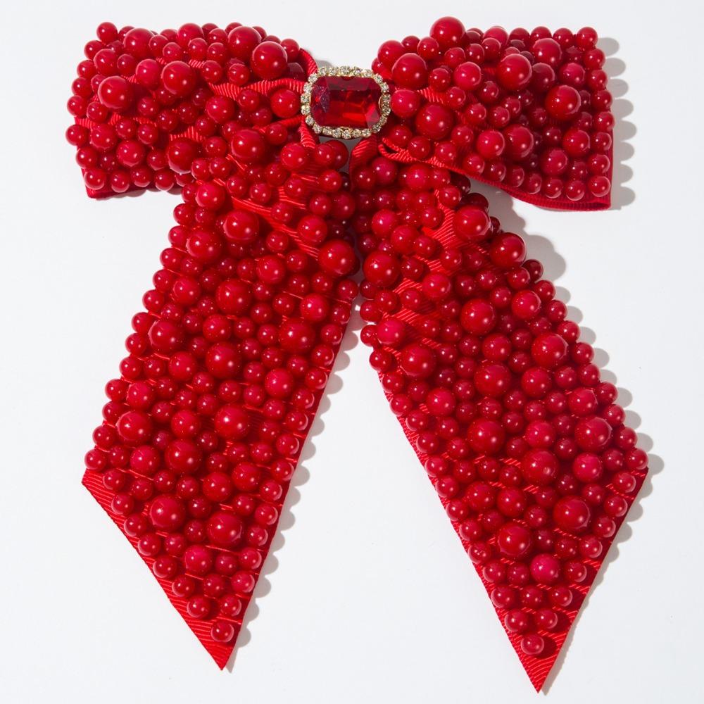 Fashion Pearl Bow Hair Clips Hair Jewelry Beads Bowknot Hairpin Bow Spring Clip Hair Accessories