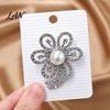 Electroplated Brooch Faux Pearl Rhinestone Flower Brooch, Hollow Floral Lapel Pin for Wedding Bridal Shower, Women Girls Clothing Jewelry Accessories
