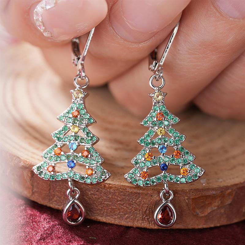 Xiaomi Huitan Cute Christmas Women Drop Earrings Tree Shaped Inlaid Colorful Shiny CZ Festival Party Lady Jewelry Cozy Xmas Accessories