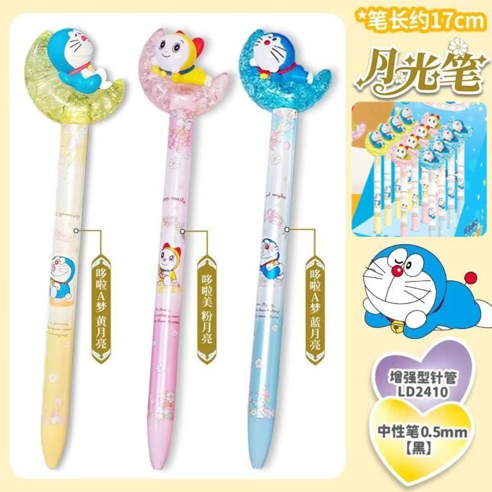 Ldcx Doraemon Face-Changing Gel Pen & Moonlight Pen Press Type Black Ink Cute Anime Stationery Decompression Gift