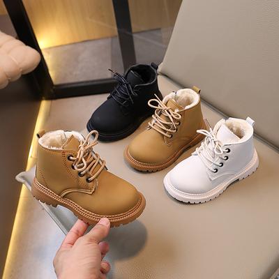 Водонепроницаемые детские зимние хлопковые плюшевые толстые теплые хлопковые сапоги