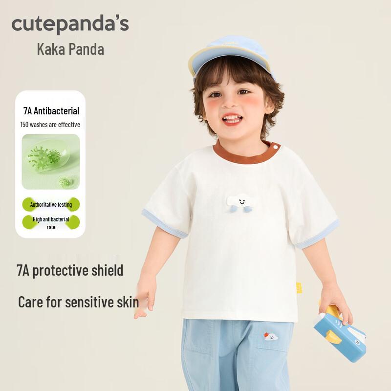 Kaka Panda Cartoon Print Kids' Summer T-Shirt