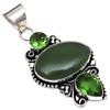 Подвеска с драгоценным камнем вассолит перидот кварц серебряное ювелирное изделие 2,5"