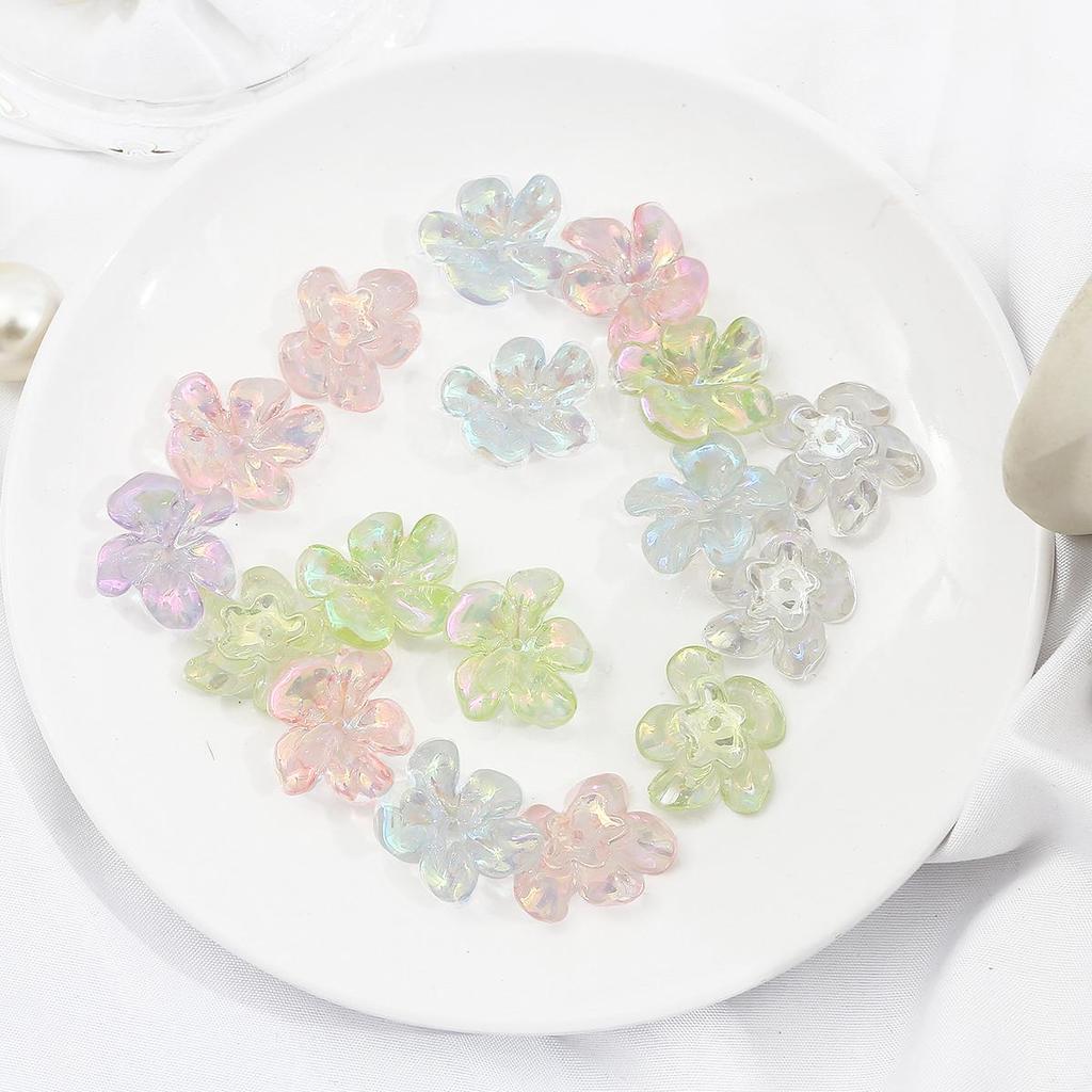 4pcs Acrylic Colorful Flowers Beads for DIY Jewelry Making Findings