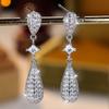 Корейские модные серьги-капли с цирконием для женщин, длинные кулонные серьги с кристаллами, темпераментные серьги для девочек, ювелирные изделия для свадебной вечеринки