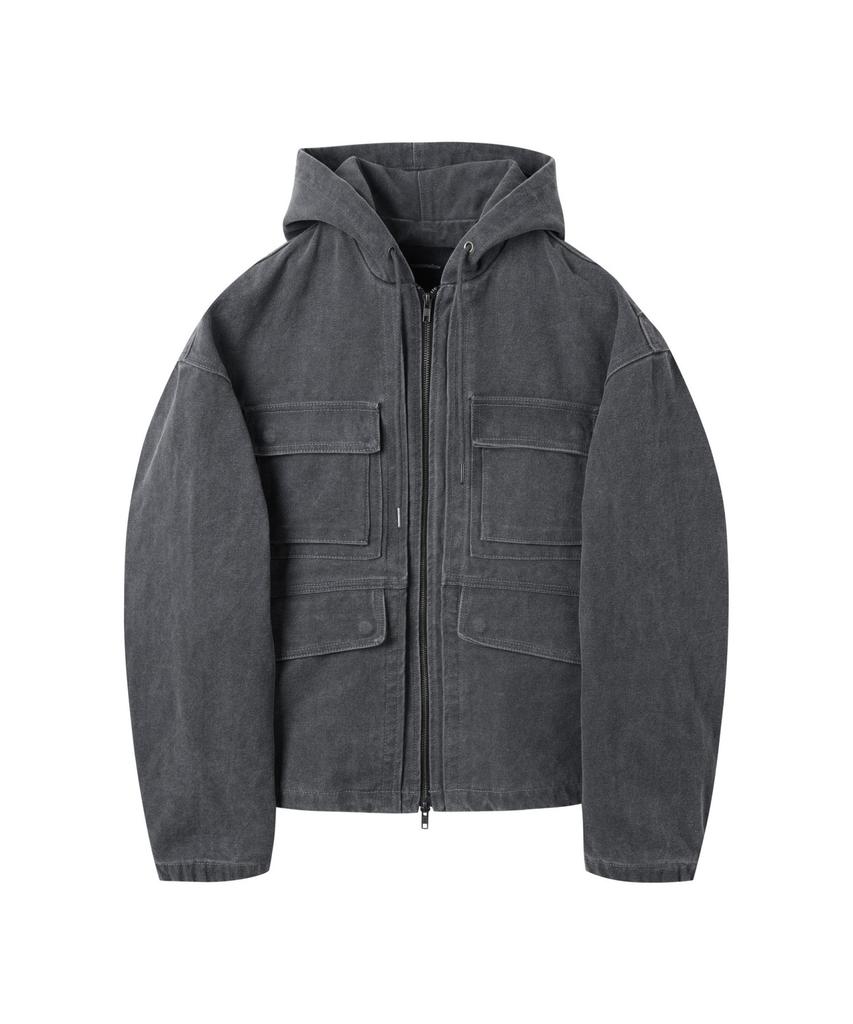 Customellow Gray Cotton Dyed Hood Jacket_Cwuam25383Gyd
