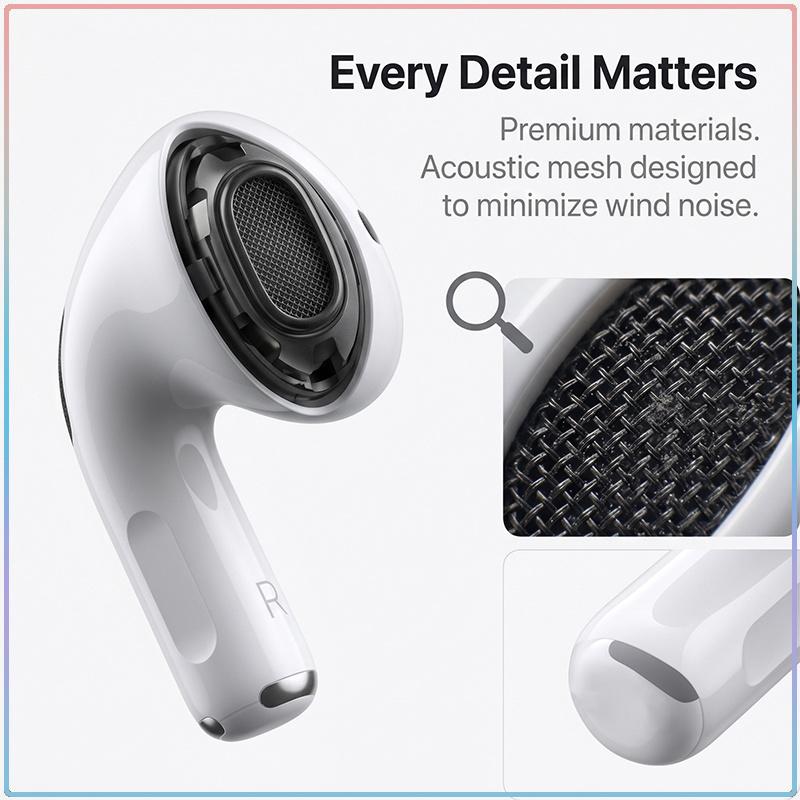 Apple AirPods 4 Bluetooth 5.3 Беспроводные наушники Адаптивный эквалайзер Изоляция голоса Двойной микрофон Длительное воспроизведение 30 часов Автоматическое всплывающее окно Спортивные Мини-наушники