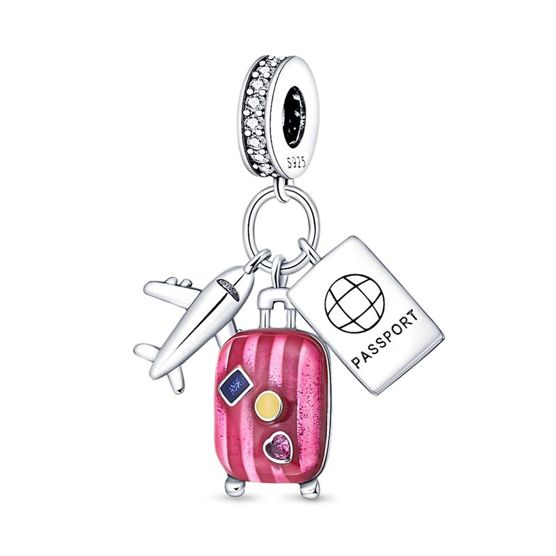 Натуральная стерлингового серебра S925, подвески в виде самолета, подходят для оригинального браслета, бусины «сделай сам», для женщин, ювелирные изделия, подарок